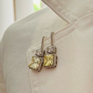 Silver Zirconium Square Earrings